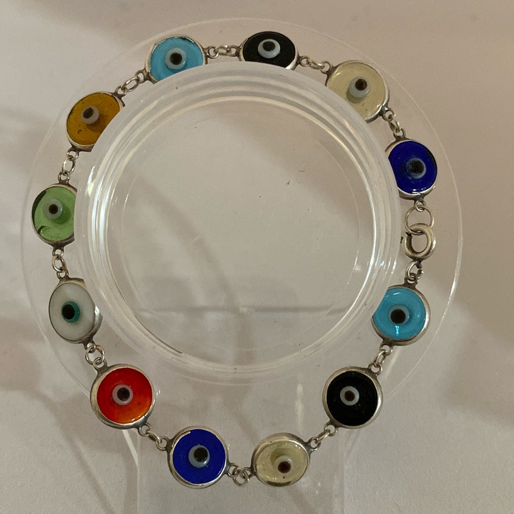 Sterling Silver 925 7” Evil Eye bracelet (317)
